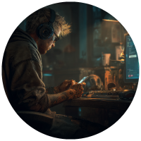 gamer holding phone and pausing game
