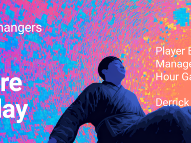 man floating with colorful background