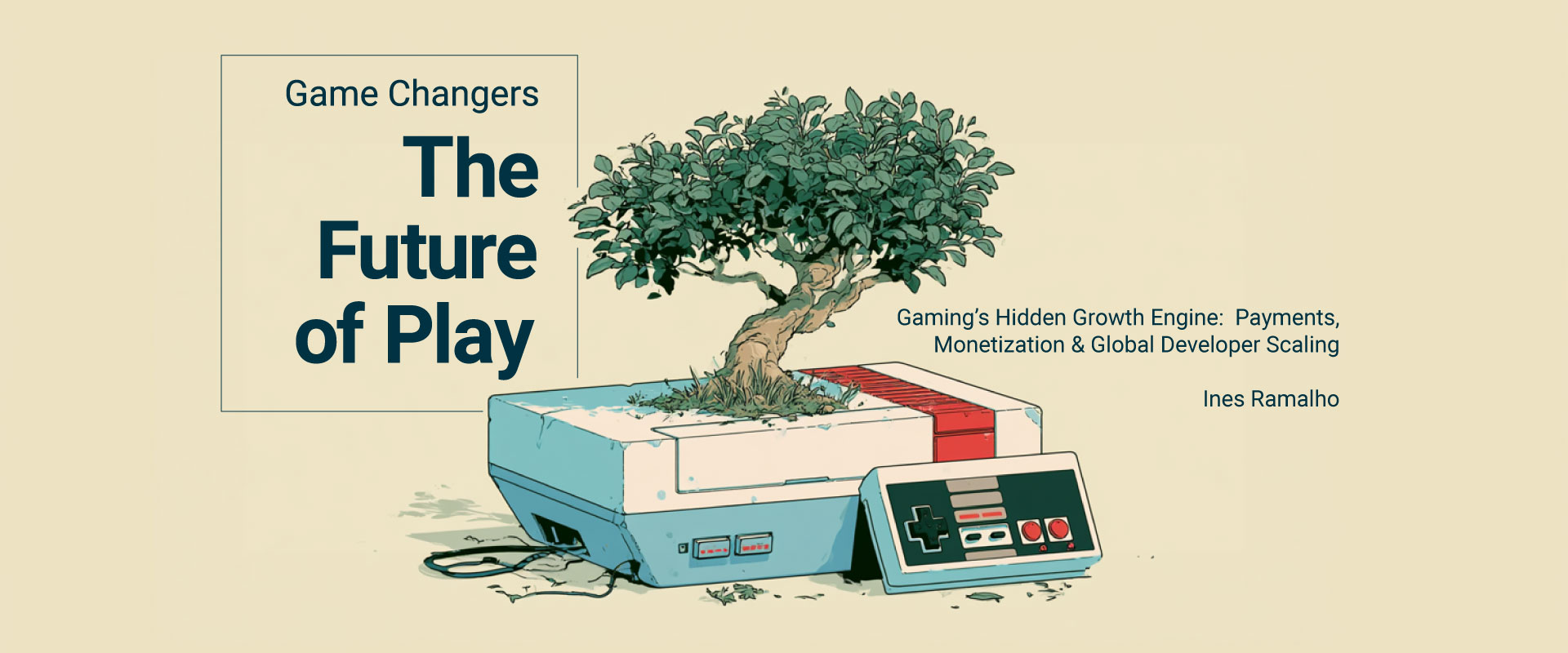 bonsai tree growing out of gaming console